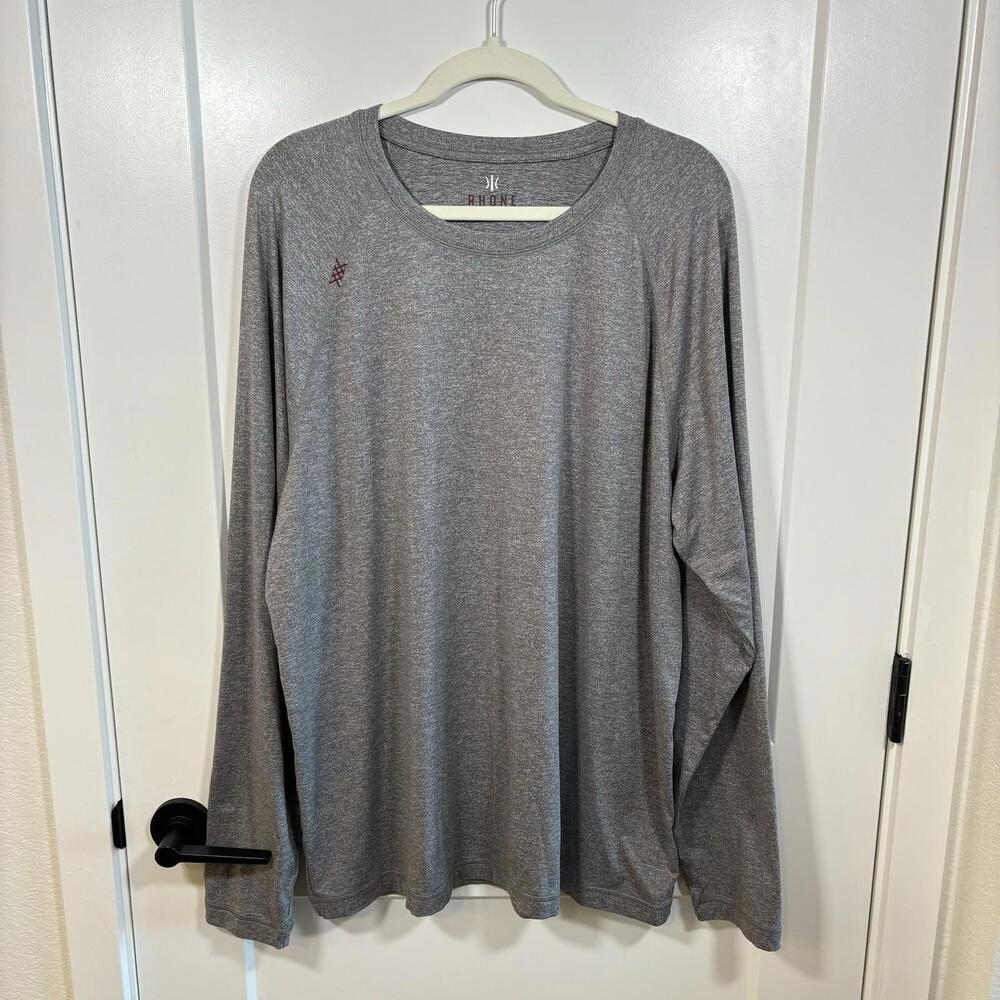 Rhone Shirt Men 2XL Gray Solid Long Sleeve Tee Pullover Crew Neck Stretch XXL